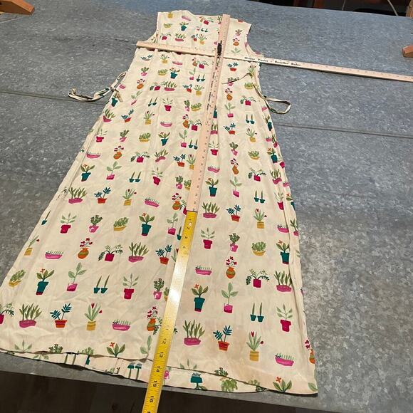 Vintage Central Falls House Plants Succulents Pleated Maxi Dress Small 6 USA 90s - Picture 13 of 16